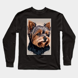 Super Cute Yorkshire Terrier Puppy Portrait Long Sleeve T-Shirt